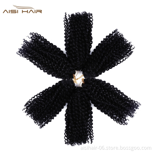 Aisi Hair Hot Selling Cheap Black High Temperature Fiber For Black Women Marly Bob Synthetic Crochet Braiding Hair Extensions
